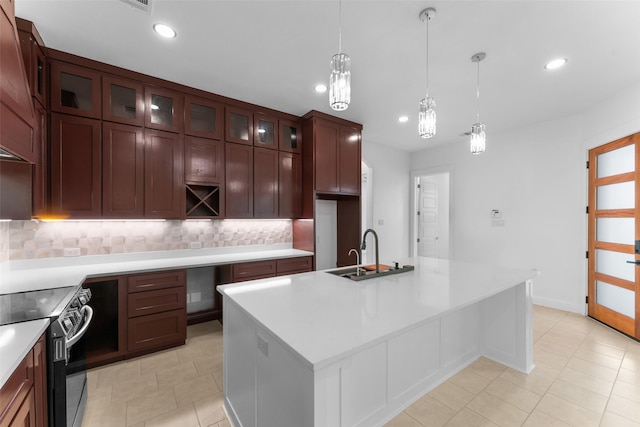 6048 Vz County Rd Unit 2120, Wills Point, TX 75169 - kitchen featuring light countertops, a sink, electric range, and decorative backsplash