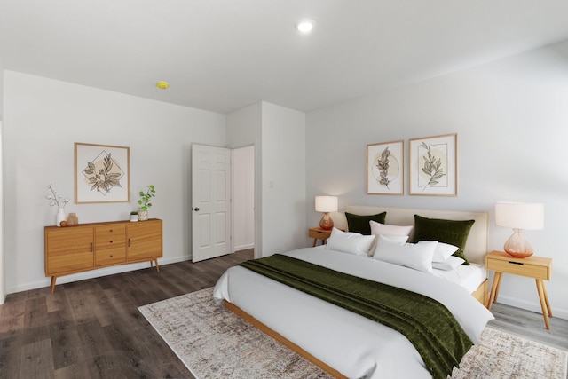 403 Tealridge Ct, Desoto, TX 75115 - bedroom with dark wood-style floors, baseboards, and recessed lighting