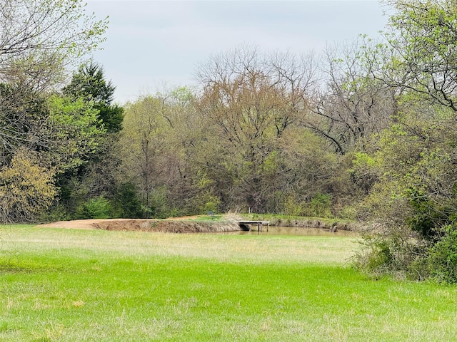 view of yard with a view of trees