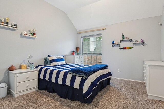 4516 Chesterwood Dr, Plano, TX 75093 - carpeted bedroom with vaulted ceiling and baseboards