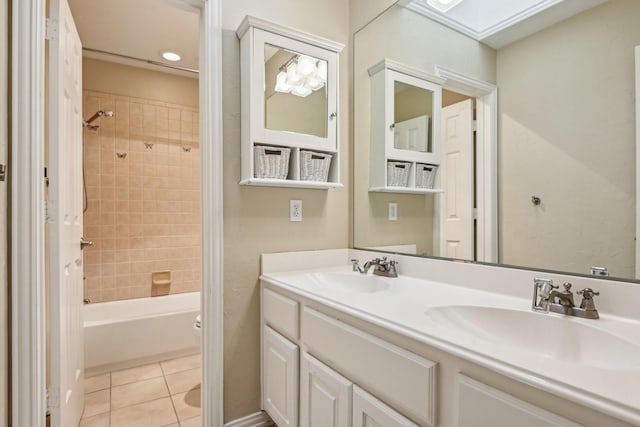 4516 Chesterwood Dr, Plano, TX 75093 - bathroom with tile patterned flooring, double vanity, shower / bath combination, and toilet