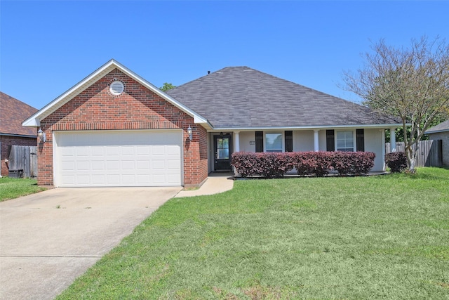 212 Telfair Ln, Bossier City, LA 71112 - single story home with concrete driveway, roof with shingles, an attached garage, a front yard, and brick siding