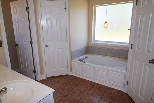 212 Telfair Ln, Bossier City, LA 71112 - bathroom with vanity, tile patterned flooring, and a garden tub