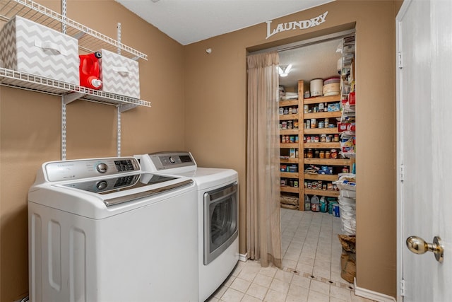 515 Meadow Dr, Lowry Crossing, TX 75069 - laundry area with separate washer and dryer and light tile patterned floors
