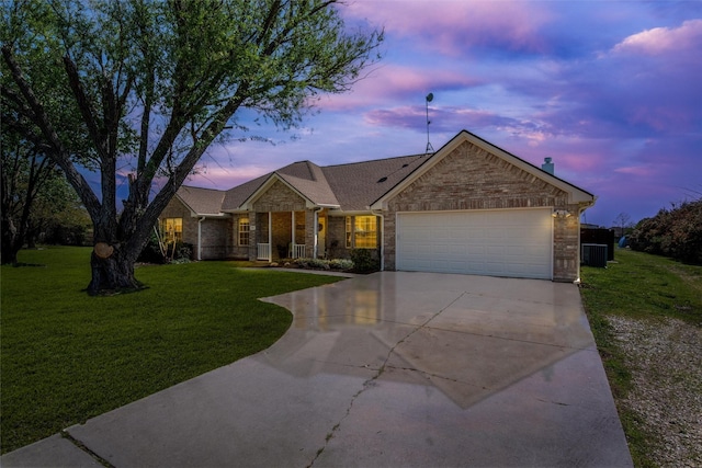 515 Meadow Dr, Lowry Crossing, TX 75069 - ranch-style home featuring an attached garage, driveway, a yard, stone siding, and brick siding