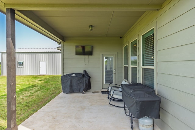 view of patio with area for grilling