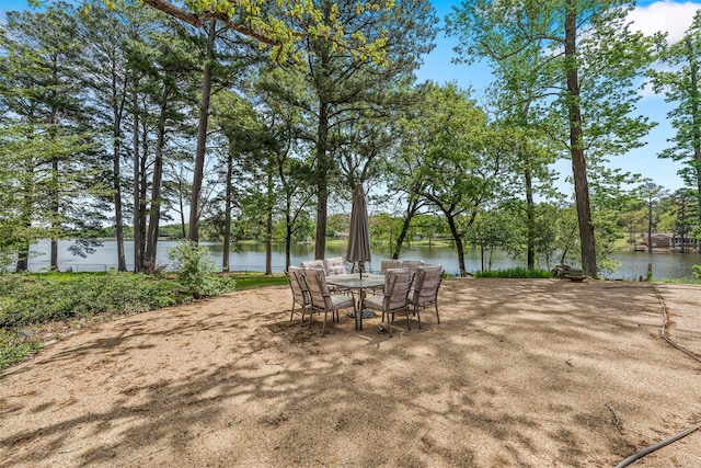 view of patio / terrace with a water view