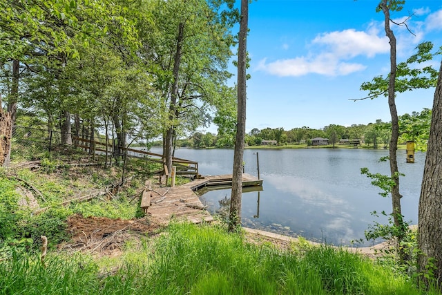 view of dock featuring a water view