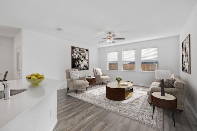14828 Devils Claw Trl, Fort Worth, TX 76052 - living area with ceiling fan and wood finished floors
