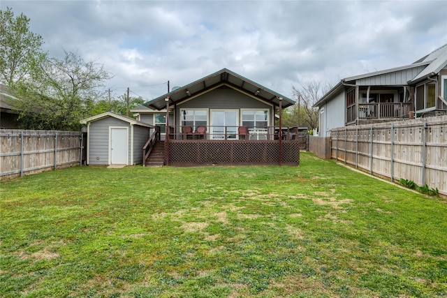 6827 Briar Rd, Azle, TX 76020 - back of house featuring a shed, an outdoor structure, stairway, and a wooden deck