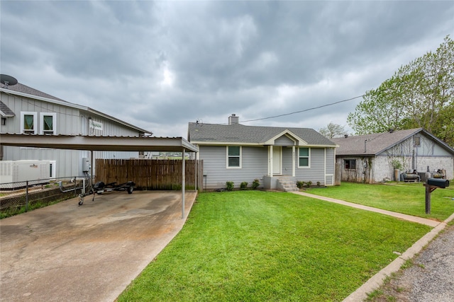 6827 Briar Rd, Azle, TX 76020 - view of front facade with a carport, roof with shingles, a chimney, and central AC unit