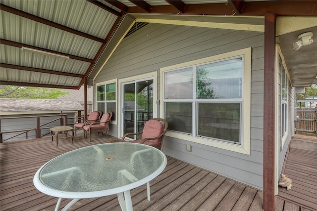 6827 Briar Rd, Azle, TX 76020 - wooden deck with outdoor dining area