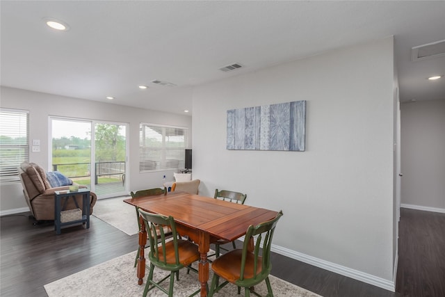 6827 Briar Rd, Azle, TX 76020 - dining space featuring healthy amount of natural light, dark wood-type flooring, baseboards, and recessed lighting