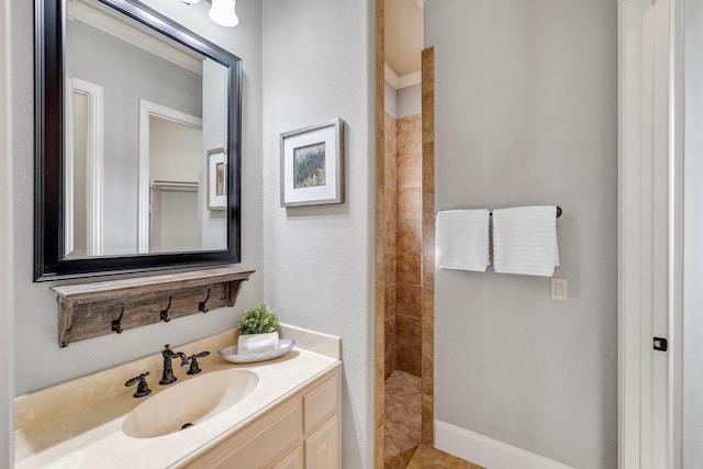 1121 Crystal Falls Dr, Prosper, TX 75078 - bathroom with tiled shower and vanity