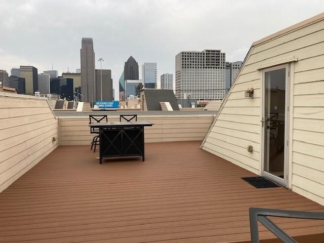 deck featuring a city view