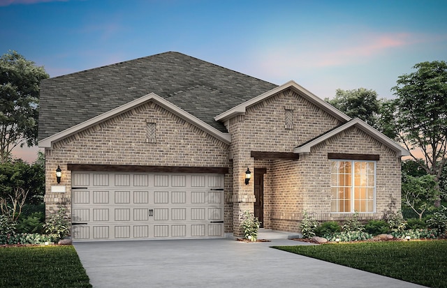 1814 Brindle St, Northlake, TX 76247 - view of front of home with brick siding, concrete driveway, a garage, and a shingled roof