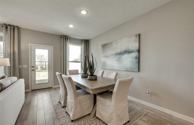 1814 Brindle St, Northlake, TX 76247 - dining area with baseboards, light wood-style flooring, and recessed lighting