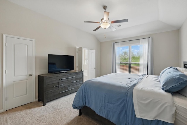 1616 Mackinac Dr, Crowley, TX 76036 - bedroom with vaulted ceiling, light carpet, and a ceiling fan