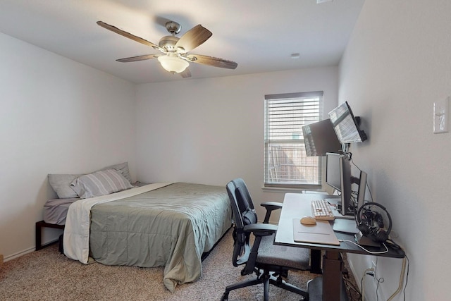 bedroom featuring ceiling fan and carpet flooring