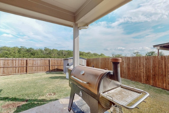 view of yard featuring a fenced backyard