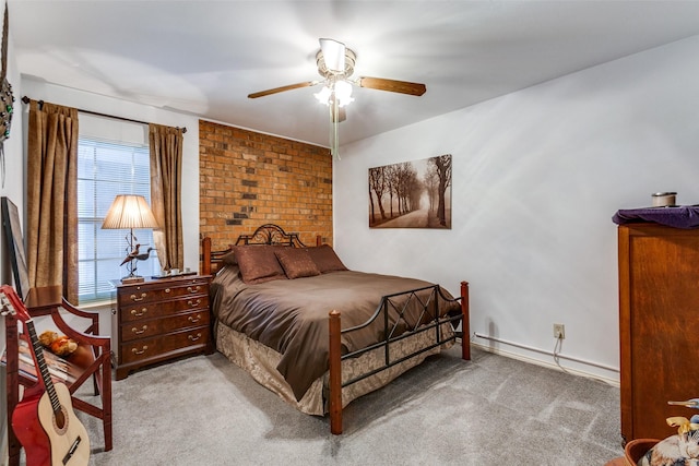 carpeted bedroom with a ceiling fan