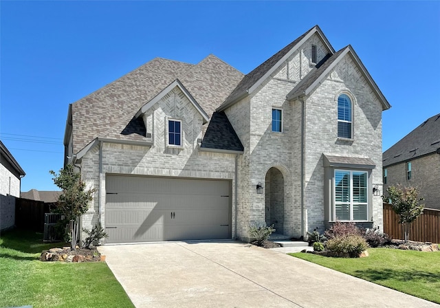 1716 Bradford Pear Way, Celina, TX 75078 - french country style house with driveway, brick siding, a garage, and roof with shingles