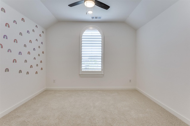 1716 Bradford Pear Way, Celina, TX 75078 - empty room featuring lofted ceiling, carpet floors, a ceiling fan, and baseboards