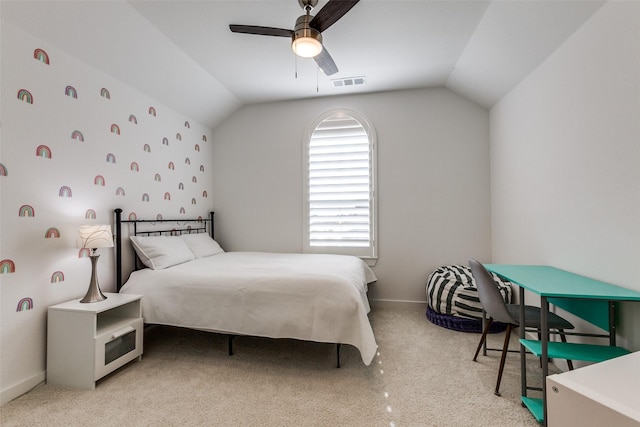 1716 Bradford Pear Way, Celina, TX 75078 - bedroom with lofted ceiling, light colored carpet, ceiling fan, and baseboards
