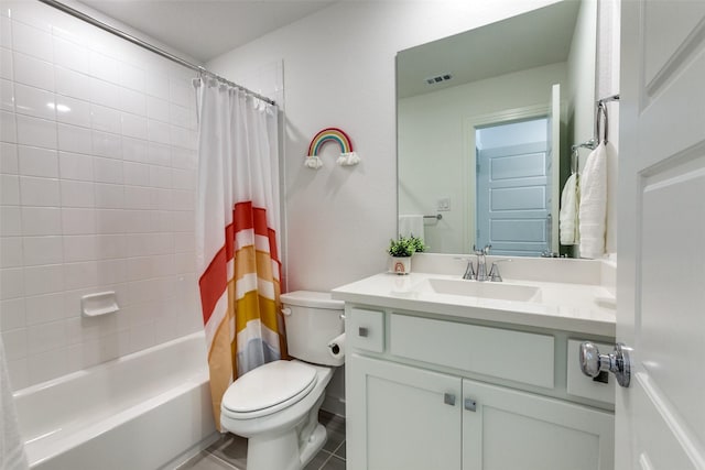 1716 Bradford Pear Way, Celina, TX 75078 - bathroom featuring toilet, vanity, shower / tub combo, and tile patterned floors