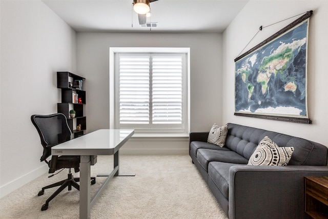 1716 Bradford Pear Way, Celina, TX 75078 - carpeted home office featuring baseboards and a ceiling fan