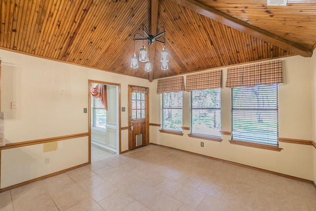 2111 Meadowview Dr, Keller, TX 76262 - empty room featuring wood ceiling, vaulted ceiling with beams, and baseboards