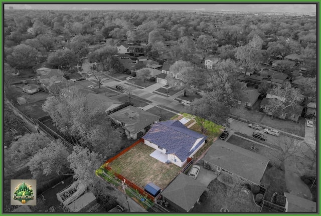 9035 Leaside Dr, Dallas, TX 75238 - aerial view of property and surrounding area with property parcel outlined
