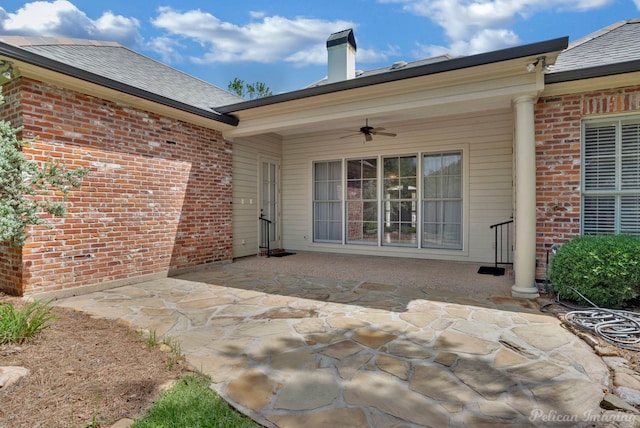 view of patio featuring a ceiling fan
