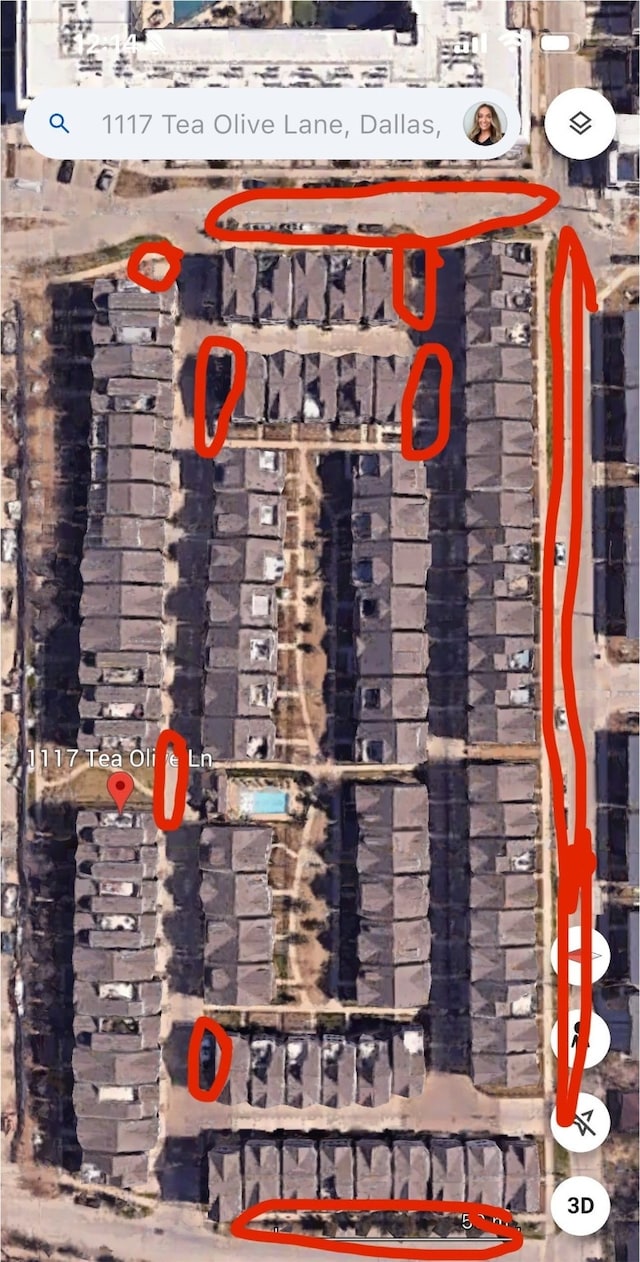 1117 Tea Olive Ln, Dallas, TX 75212 - aerial map of property and surrounding area