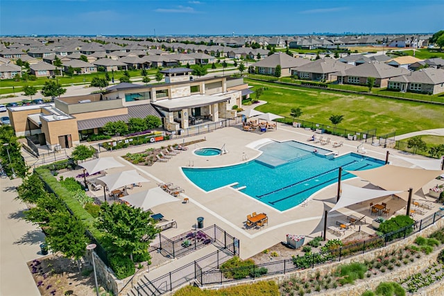 1256 Bright Stars Dr, Little Elm, TX 76227 - aerial view of residential area featuring a pool area