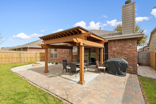 view of patio / terrace with a grill and a fenced backyard