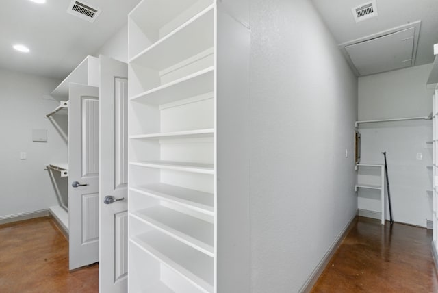 spacious closet with visible vents