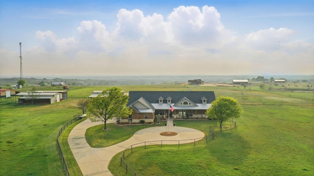 bird's eye view featuring a rural view