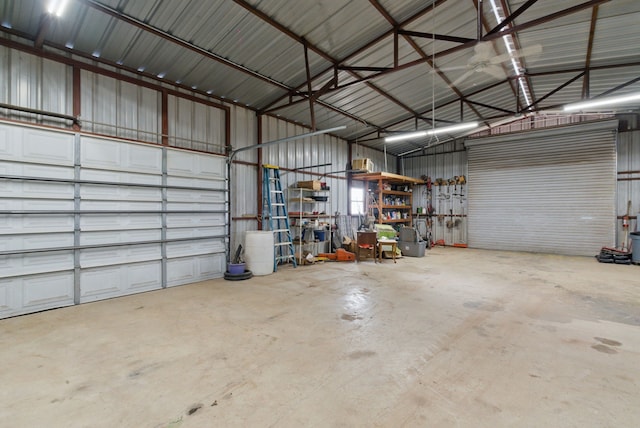 garage featuring metal wall