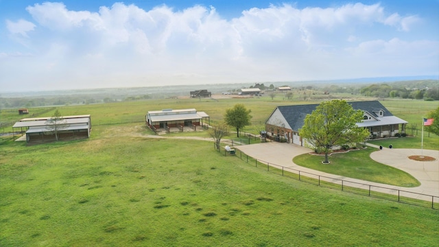 drone / aerial view featuring a rural view