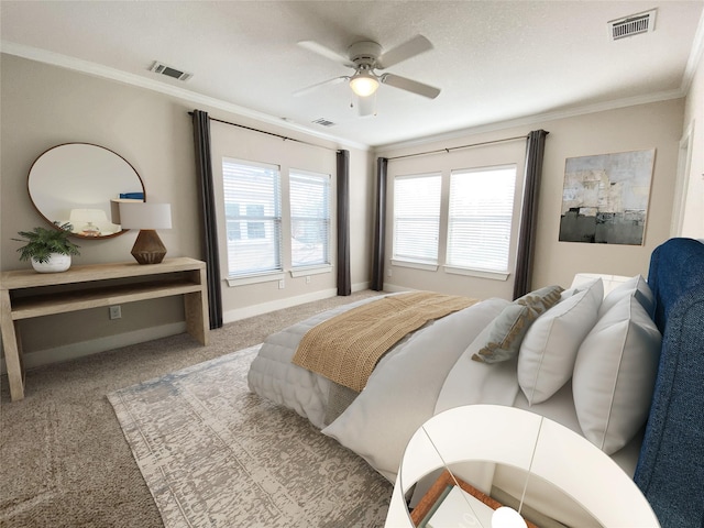1217 Kings Hwy, Dallas, TX 75208 - bedroom featuring crown molding, carpet flooring, and visible vents
