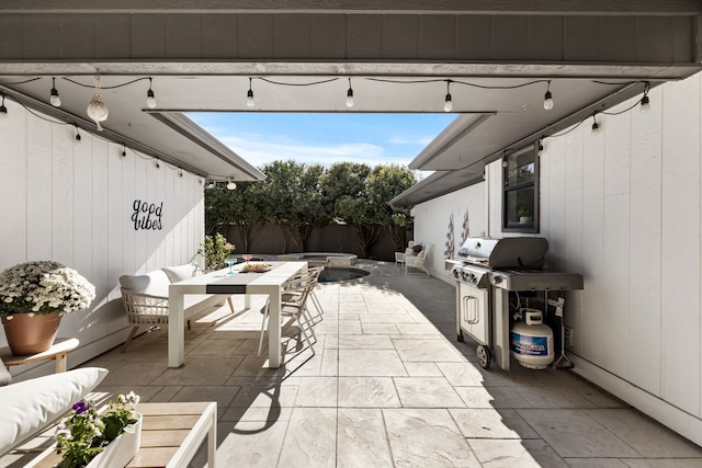 view of patio / terrace featuring a grill and a fenced backyard