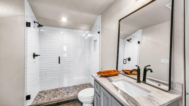 118 E Bay Dr, Bridgeport, TX 76426 - full bathroom with vanity, toilet, and a shower stall