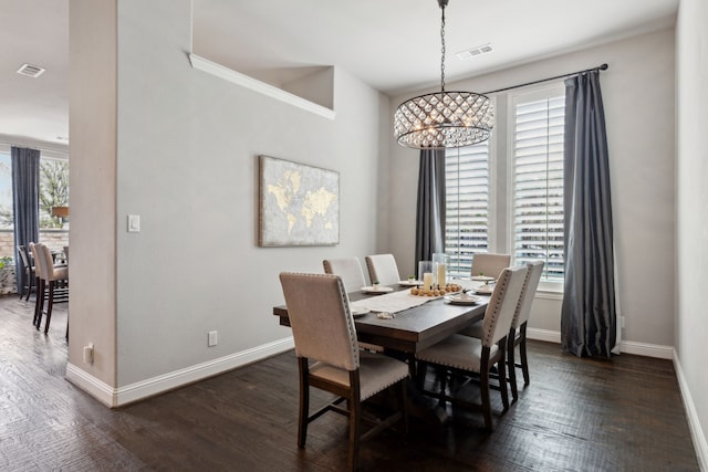 4600 Autumn Sage Dr, Prosper, TX 75078 - dining room with a chandelier, baseboards, and dark wood-style floors