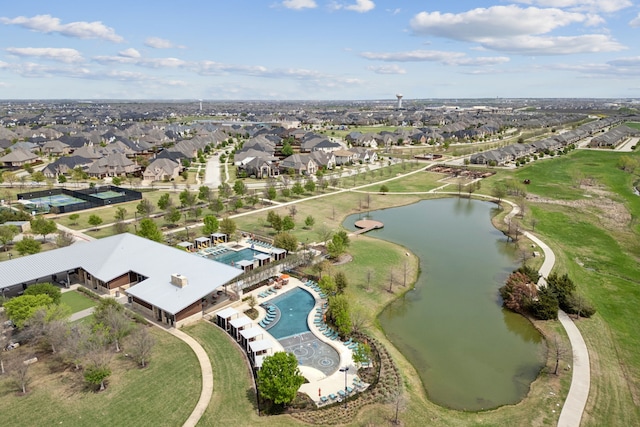 4600 Autumn Sage Dr, Prosper, TX 75078 - aerial overview of property's location featuring a nearby body of water, nearby suburban area, and a pool