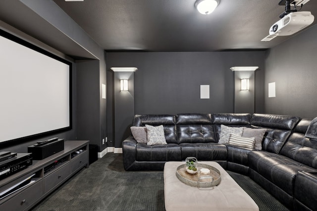 4600 Autumn Sage Dr, Prosper, TX 75078 - home theater featuring dark carpet and baseboards