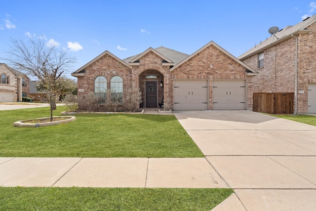 3968 Hunter Peak Rd, Fort Worth, TX 76262 - view of front of property featuring brick siding, a garage, concrete driveway, and roof with shingles
