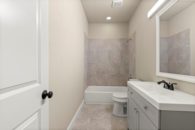 612 Buelwood Ct, Desoto, TX 75115 - full bath featuring vanity, toilet, tub / shower combination, tile patterned floors, and baseboards