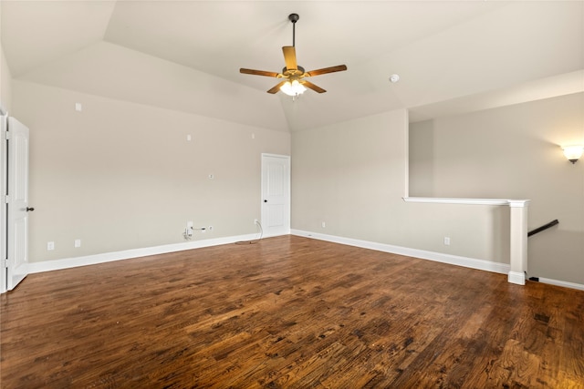 612 Buelwood Ct, Desoto, TX 75115 - spare room featuring vaulted ceiling, a ceiling fan, and wood finished floors