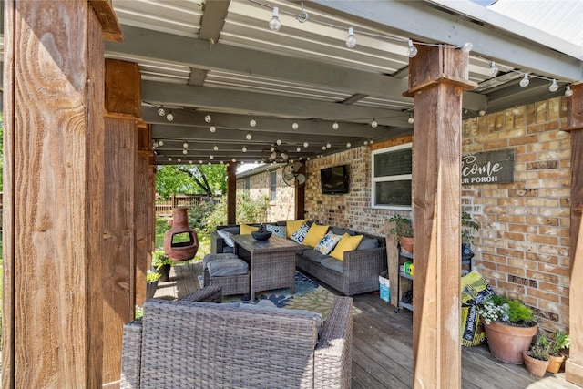 deck featuring an outdoor hangout area